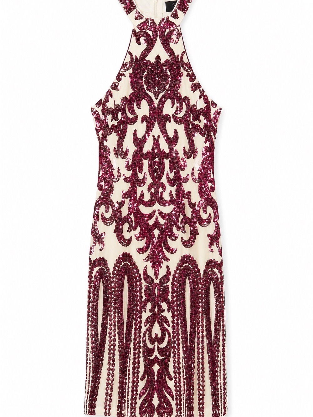 Windsor Wine Sequin Halter Midi Dress